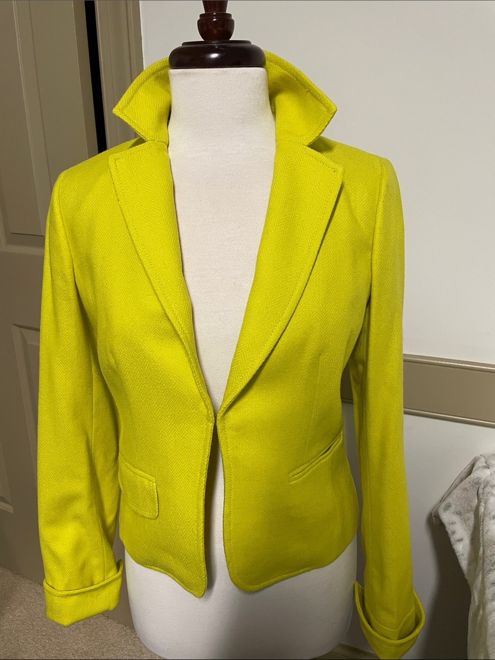 J Crew Neon Yellow wool Tailored Blazer Jacket 4